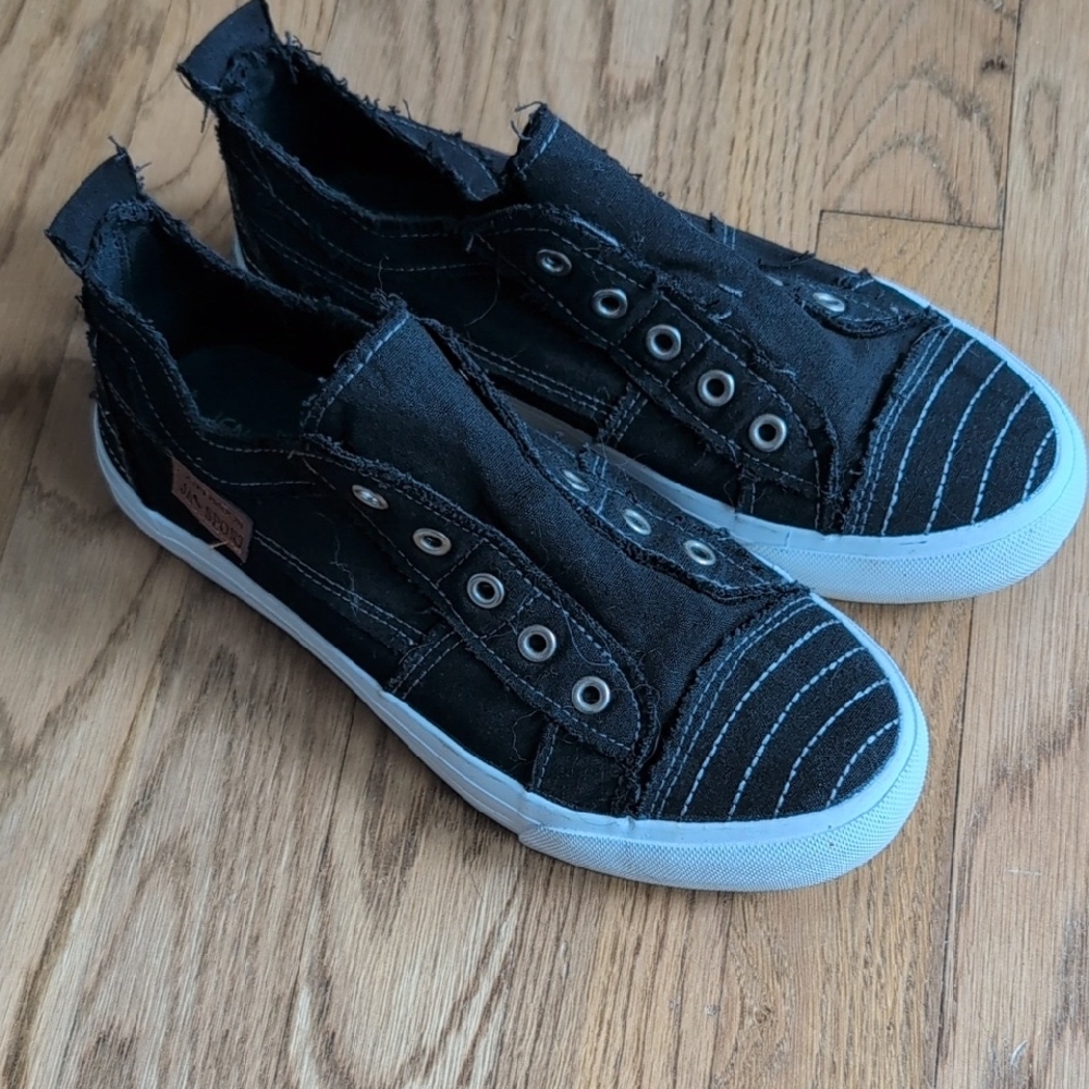 Black Canvas Slip-On Sneakers